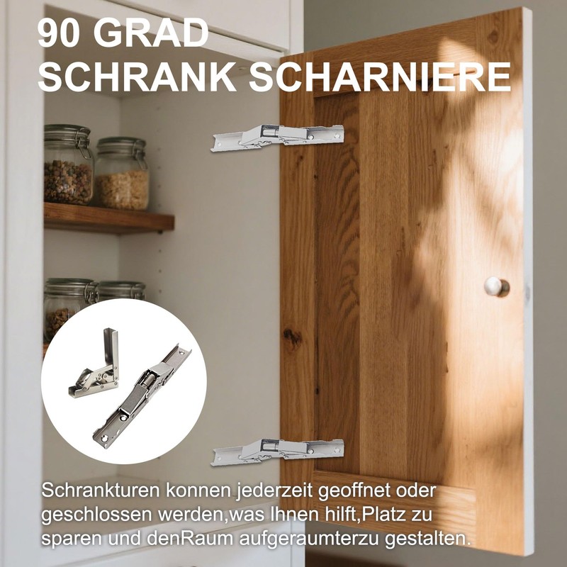 ANBOO Folding Hinge with Locking 4 Pieces, 90° Screw-On Hinge