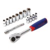 WORKPRO WP202556 1/4DR Socket Wrench Set, 14-Piece Set, 0.1 -