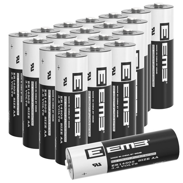 EEMB 20Pack ER14505 AA 3.6V Lithium Battery Li-SOCL₂ Non-Rechargeable Battery SB-AA11 LS14500 TL-5903 SL-360 S7-400 ER14500 for Sensor Water Electricity Meter Gas PLC Facility Equipment Spare Battery