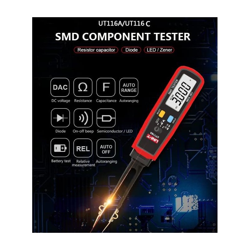 UNI-T UT116A Pen-type Digital Multimeter, Pocket-Sized Voltage Tester, Auto-Ranging, NCV