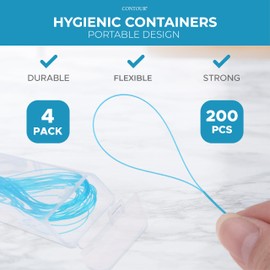 CONTOUR Dental Floss Threaders- 4 Pack - 200 Count Braces Flossers, Designed for Braces, Bridges & Implants, Quick & Easy Flossing Solution