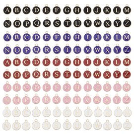 EMSea 130PCS 26 Alphabet Letters Charms Pendants A-Z Double Sided Initial Enamel Mixed Letter Beads for Necklace Bracelet Jewelry Making DIY Craft Supplies