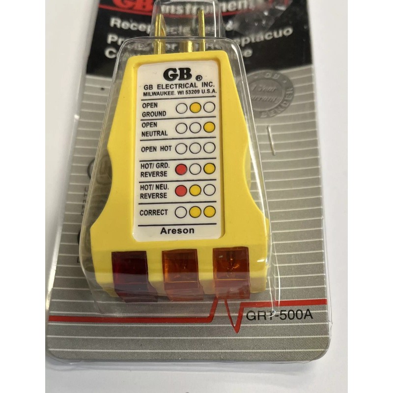 GB INSTRUMENTS GB GRT-500A RECEPTACLE TESTER YELLOW