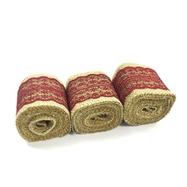 Wrapables Hessian Burlap with Lace Ribbon 2.5 Inch Width x 2 Yards Length (Set of 3), Burgundy