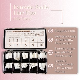Tammy Taylor Extreme Smile Line Nail Extensions | Full Coverage, Natural Lightweight, Long Lasting, Salon Grade Professional Pre Etched Acrylic Nail Tips | Well-Less Fake Nails, 100 count