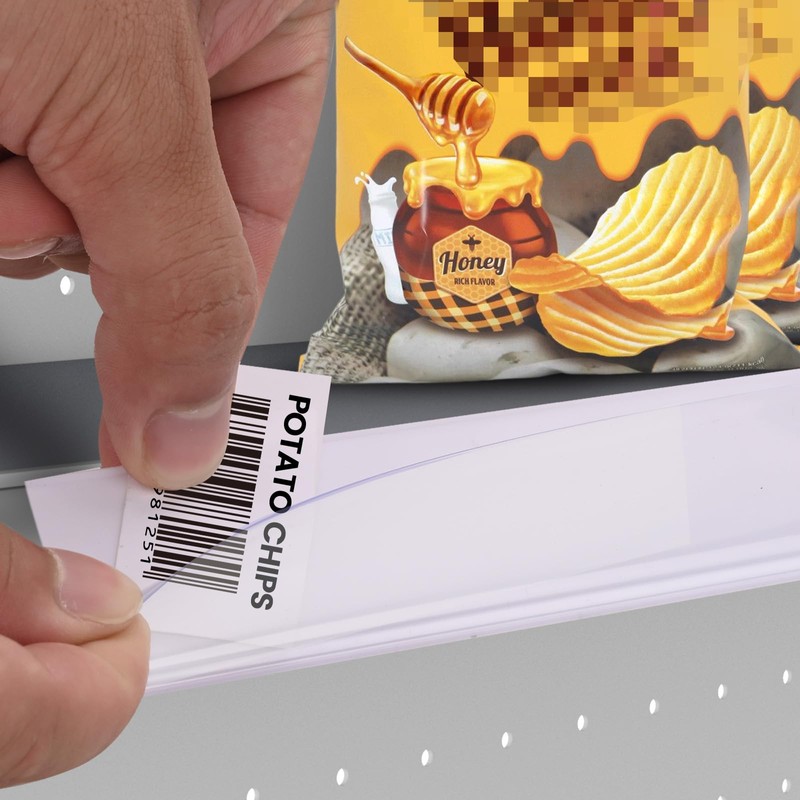 Pro Painter Shelf Label Strips, 100 Pack, 1.25'H, Clear Plastic