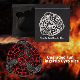 DND Dice Spinner Roulette Dice 7-in-1 Fingertip Gyro, Cool Rotating Metal Dice Dungeons and Dragons Starter Set with Gift Box Spinning Games, Fidget Dice Set for RPG MTG Table Games (Black and Red)
