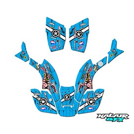 Kalair GFX Graphics Kit for Honda TRX 300EX MAIER PLASTICS (1993-2006) Predator Series Cyan 16 Mil - ATV UTV Custom Racing Graphics Stickers Decals Kit, no-plastics