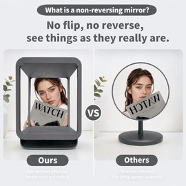 ChicReflect Non Reversing Mirror True Reflection Vanity Mirror, 90° Rotatable Desktop Non Inverted Mirror with Stand, No Reverse Mirror for Makeup, Hair Styling & Gifting