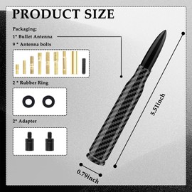 Car Bullet Antenna,Truck Exterior Decoration Accessories Car Vehicle Replacement Antenna Conpatible with Ford F150 RAM 1500 GMC Heavy Duty Pickup Trucks Accessories(Carbon Fiber Black)