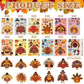120 Sheets Turkey Sticker Thanksgiving Crafts Stickers for Kids Make Your Own Turkey Sticker Make a Turkey Face Decals, Thanksgiving Game Activities for Kids Toddlers, Thanksgiving Party Favors