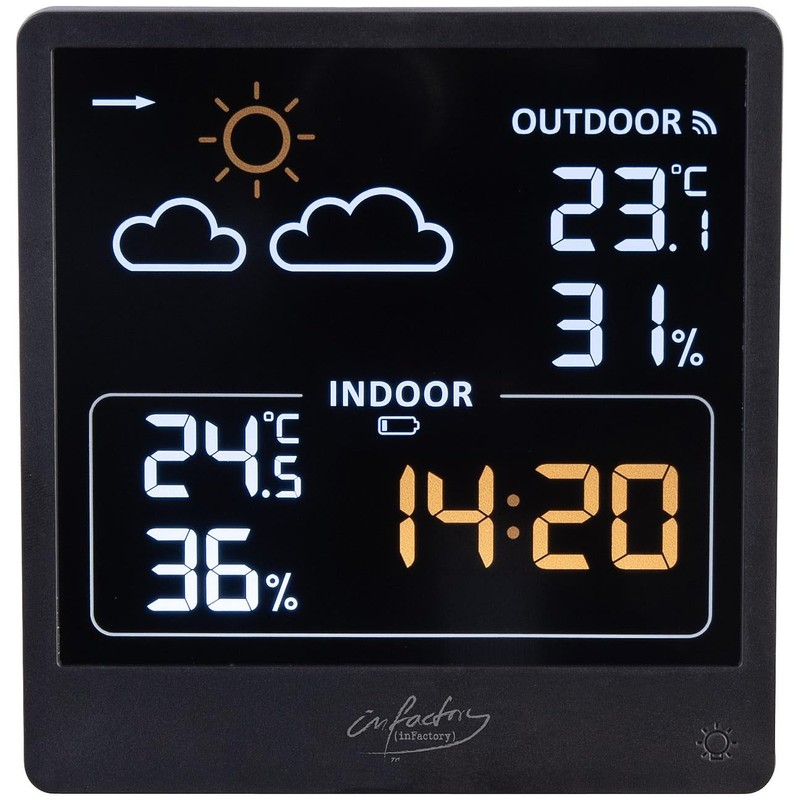 infactory Digital Barometer: Set of 2 Weather Stations with Outdoor