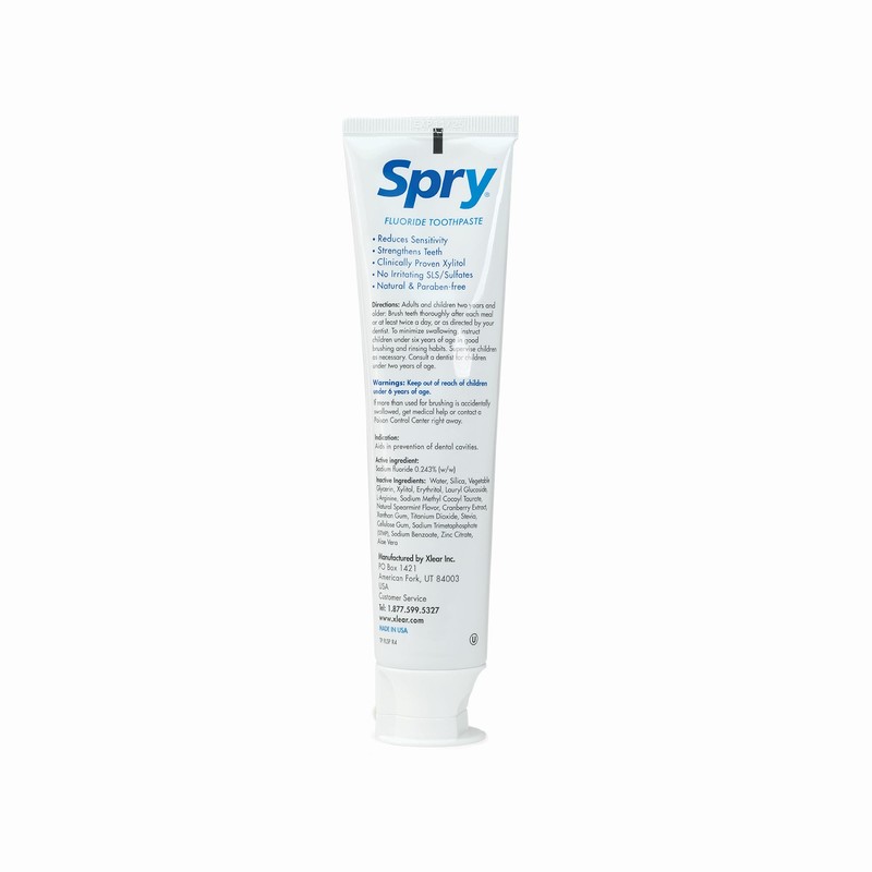 Spry Natural Xylitol Toothpaste 5oz for Adults and Kids with