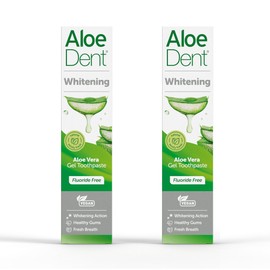 AloeDent Aloe Vera Whitening Toothpaste Fluoride Free Pack of 2 x 100ml - Natural Peppermint, SLS Free, Naturally White Teeth & Healthy Gums, Vegan