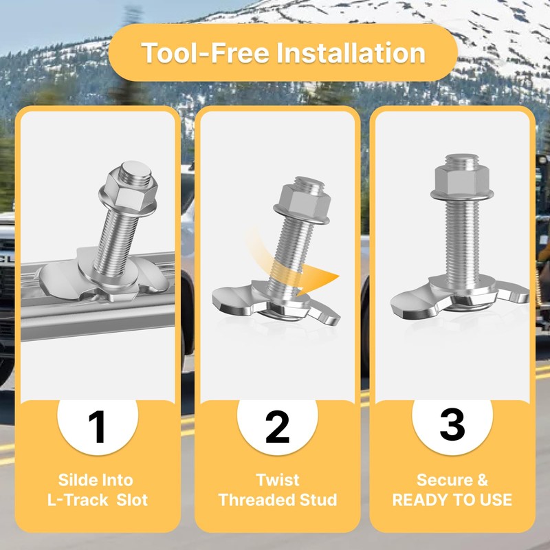 vandrabase 6 Pack L-Track Double Lug Threaded Stud Nut Fitting