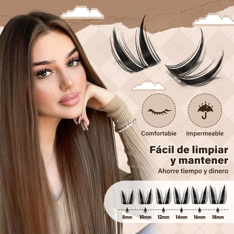 Jms&jms Kit De Cat Eye Pestañas,8-18mm,extensión De Pestañas