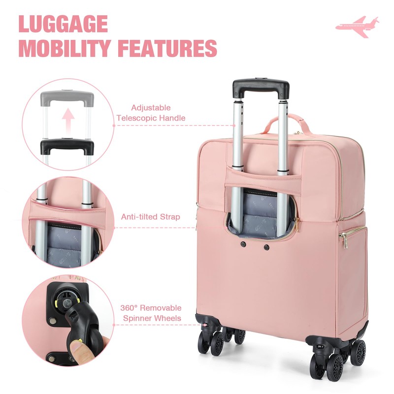 Lekespring Softside Expandable Luggage with 4 Spinner Wheels, 20 Inch