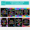 Decorably 15 Chalkboard Motivational Posters for Classroom, 11x14in Matte-Laminated Motivational