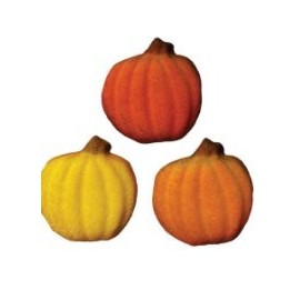 24pk Shimmer Pumpkin Cupcake Dessert Sugar Decoration Toppers with Sparkle Flakes & Decorating Stickers