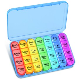 Betife Pill Box 4 Times a Day, Weekly Pill Box Organiser, Pill Organiser 7 Days 4 Times