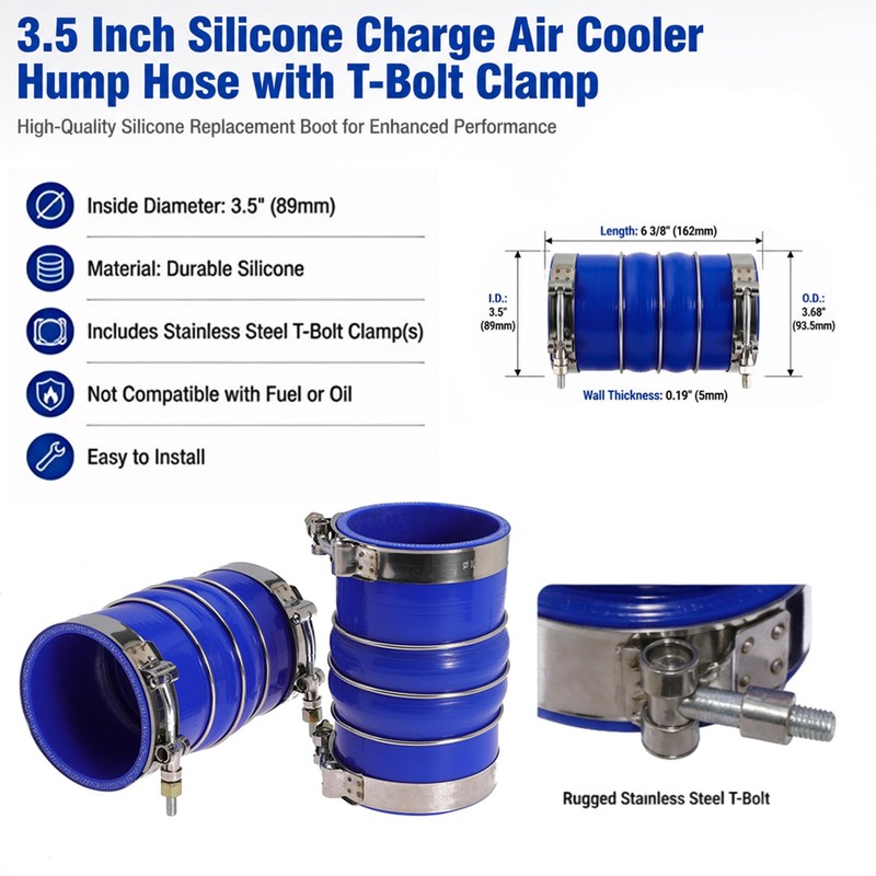 3.5 Inch Silicone Charge Air Cooler Hump Hose Boot Set