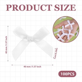 ZEYIYER 100PCS Mini Bows, Small White Bows Satin Fabric Bows Flowers, Tiny Bows Ribbon Cute Soft Bow Sewing Accessories for DIY Craft Sewing Scrapbooking Wedding Christmas Party Gift Decoration