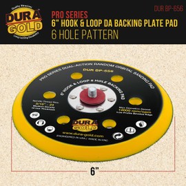 Dura-Gold Pro Series 6" Hook & Loop DA Backing Plate Pad, 6 Hole Pattern Dustless - Low Profile Edge, Medium Density, Dual-Action Random Orbital Sanding Pad, Sander Polisher Auto Woodworking Sandpaper