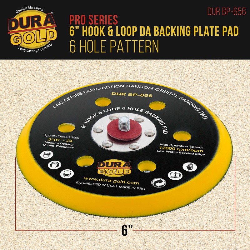 Dura-Gold Pro Series 6" Hook & Loop DA Backing Plate