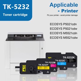 LOVPAIN TK5232 TK-5232 4-Color Toner Cartridge Set (4 Pack, 1BK/1C/1M/1Y) - TK-5232K TK-5232C TK-5232M TK-5232Y Toner Replacement for Kyocera ECOSYS P5021cdn P5021cdw M5521cdn M5521cdw Printer