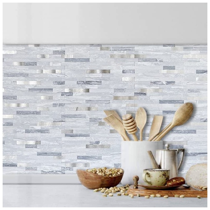 DICOFUN 10-Sheets Peel and Stick Backsplash Wall Tile, Faxu Stone