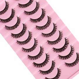 FANDIQ False Eyelashes Russian Strip Lashes D Curl Natural 3D Lashes Fluffy Strip 10 Pairs Eye Lashes Multipack (#01)