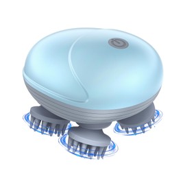 Ankilo Upgraded Handheld Pet Massager for Dogs and Cats, Electric Cat Dog Massager, with 4 Rotatable Massage Heads, Three Modes, for Relieving Tight Stiffness Muscles, Promote Bonding (Light Blue)