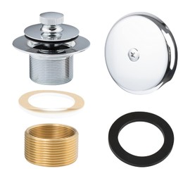 Artiwell Push & Lock Tub Trim Set with Single-Hole Overflow Faceplate, Bathtub Conversion Kit Assembly with Conversion Bar, Universal Fine/Coarse Thread, No Putty Installation (CHROME PLATED)