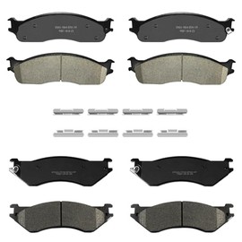 YxpBrake Ceramic Brake Pads Front and Rear Fit for Dodge Ram 1500 2003-2008 Replacement Parts with Hardware Kits