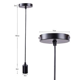 Sevenpers Pendant Light Fitting, E27 Metal Ceiling Rose Pendant Light Fixtures with Lamp Holder, Black Industrial Style Ceiling Pendant Fitting Set, 2 Pack（Does not Match lampshade）