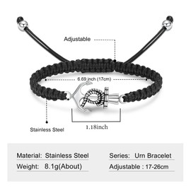 AIWENXI Urn Bracelet Fish Hook Cremation Jewellery for Ashes Anchor Ash Bracelet for Men Women Keepsake Pendant Memorial Jewellery Gifts, Stainless Steel