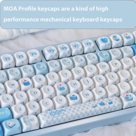 mintcaps Keycaps - 140keys Cute Keyboard Keycap PBT Blue Keycaps 60 65 75 100 Percent, MOA Profile Dye-Sublimation Custom Keycap for Cherry Gateron MX Swithes Mechanical Keyboards