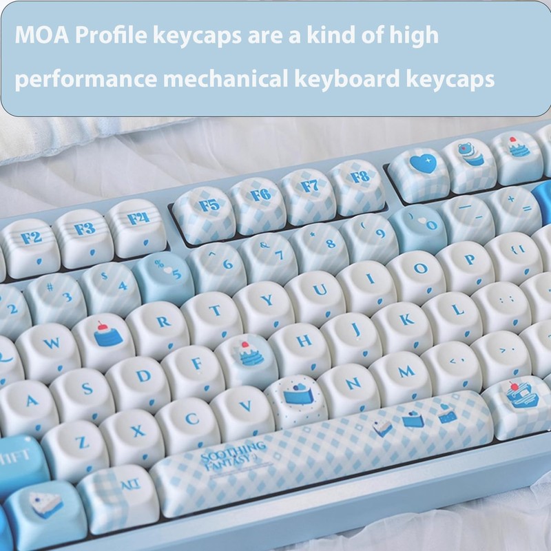 mintcaps Keycaps - 140keys Cute Keyboard Keycap PBT Blue Keycaps