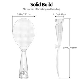 U-Taste Rice Spoon Paddle Scooper: 329°F Heat Resistant Food-Grade TPX Rice Spatula, Safe for Non-Stick Cookware, with Built-In Stand, Lightweight for Sushi, Pasta, Cooking & Serving (Transparent)