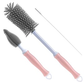 Silicone Cleaning Brush, 12" Long Handle Water Bottle Cleaner | Soft Silicone Bristles | For Water Bottles, Baby Bottles, Sports Bottles, Vases and Gl