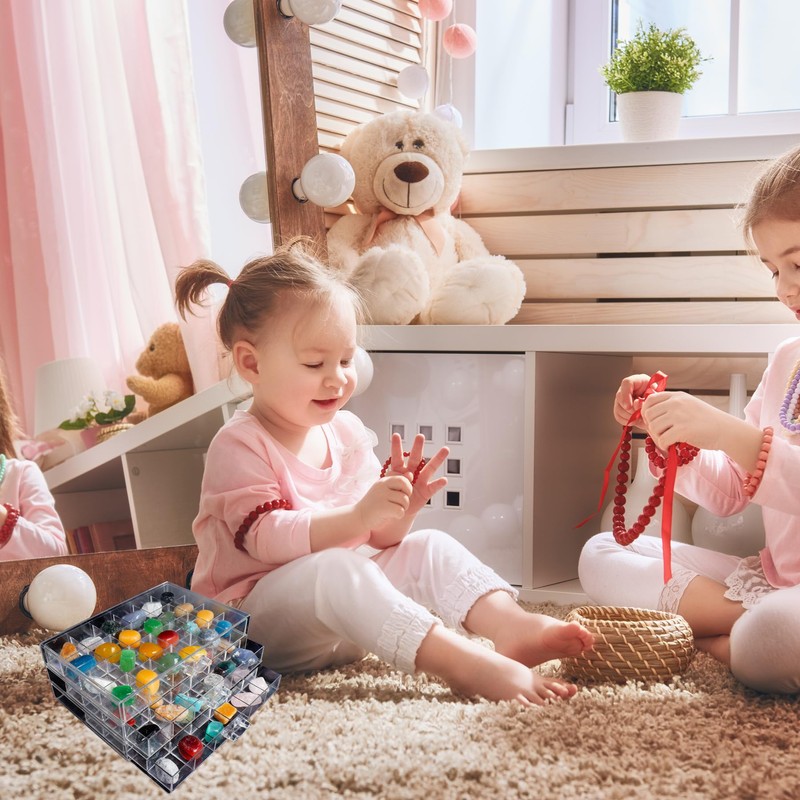 Dmnnlp Rock Display Case with 3 Drawers and 72 Grids,