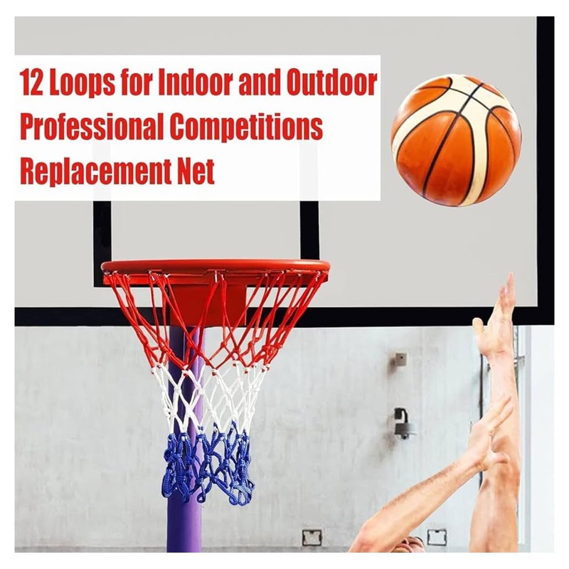 Standard Basketball Net, Durable Nylon, Thick Thread, Three Colours