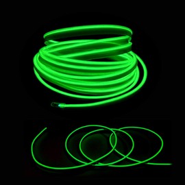 Maxlaxer El Wire Green Interior Car LED Strip Lights, 10M Neon Wire USB 5V with Fuse Protection for Automotive Car Interior Decoration with 6mm Sewing Edge