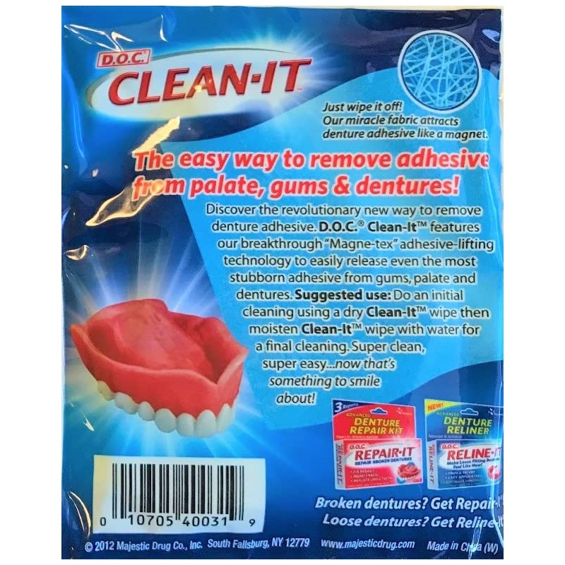 D.O.C. Denture Wipes 40 Each (Pack of 2)