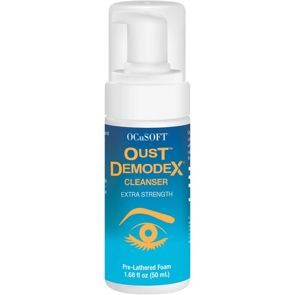OCuSOFT Oust Demodex Cleanser Extra Strength Foam 50 Milliliters, Tea Tree Oil Foaming Cleanser for Irritated Eyelids Associated with Demodex Mites