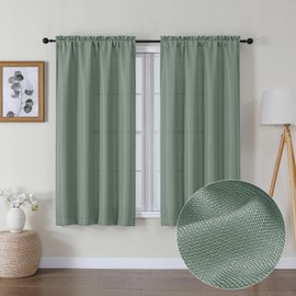 Lecloud Bessie Light Filtering Curtains 54 Inch Length, Faux Linen Airy Curtains for Bedroom Windows, Window Treatment Curtains with Dual Rod Pocket (Each 30 W x 54 L, 2 Panels Set, Sage Green)