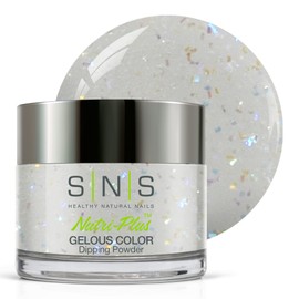 SNS Nail Dip Powder, Gelous Color Dipping Powder - Sulphur Springs (White/Pastel, Glitter) - Long-Lasting Dip Nail Color Dip Nail Color Lasts 14 Days - Low Odor & No UV Lamp Needed - 1.5 Oz