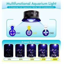 Ahareef Aquarium LED Reef Light Dimmable Full Spectrum Marine LED Fish Tank Light Saltwater Nano Aquarium LPS SPS Lighting 30 Watts