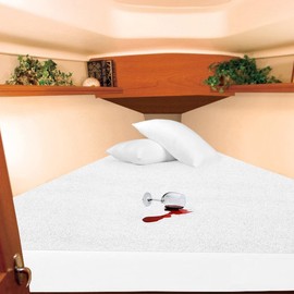 Waterproof Mattress Protector V Berth Size- 15" Deep Pocket Fitted Style Mattress Pad Cover Skin-Friendly, Super Soft & Breathable Bed Protection Against Moisture, Spills, Stains - White