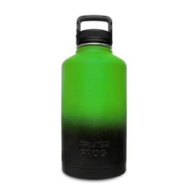 Frosted Frog 64OZ Green and Black Vacuum Insulated Stainless Steel Water Bottle Double Walled Half Gallon Growler